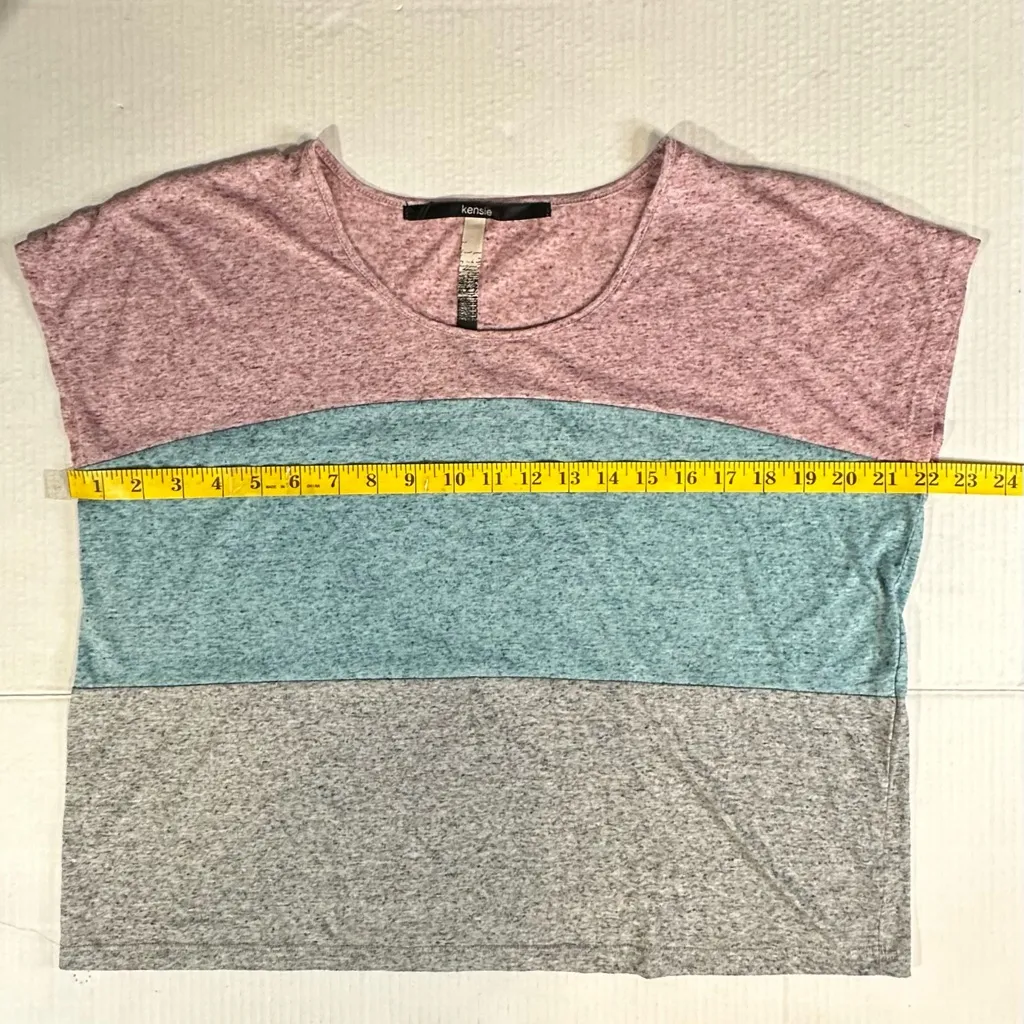 Kenzie Tricolor Capped Sleeve Women’s‎ Shirt Size Medium Casual Top Pre-owned - Image 3