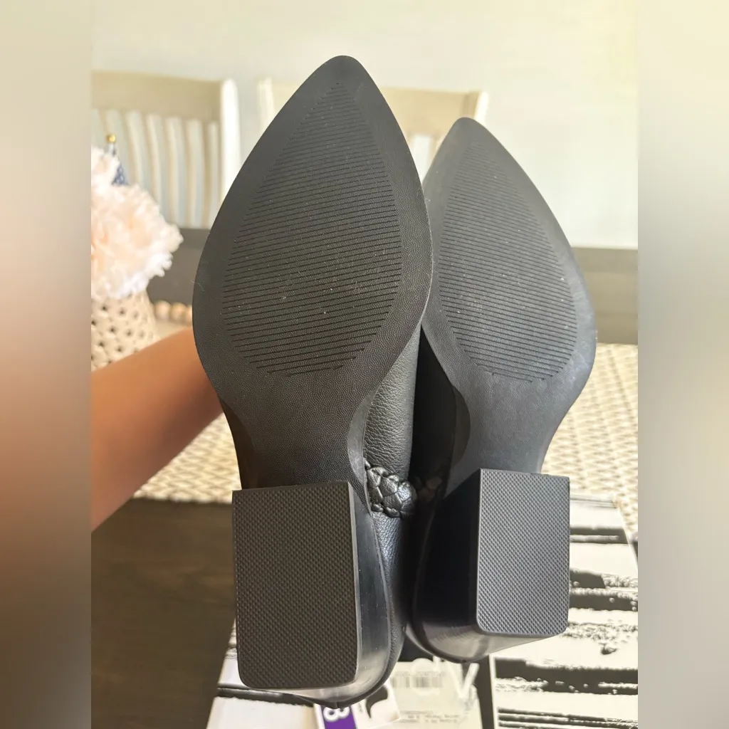 NEW Dolce Vita Women's Black Faux Leather Vegan Braided Detail Western Boots Size 8 - Image 5