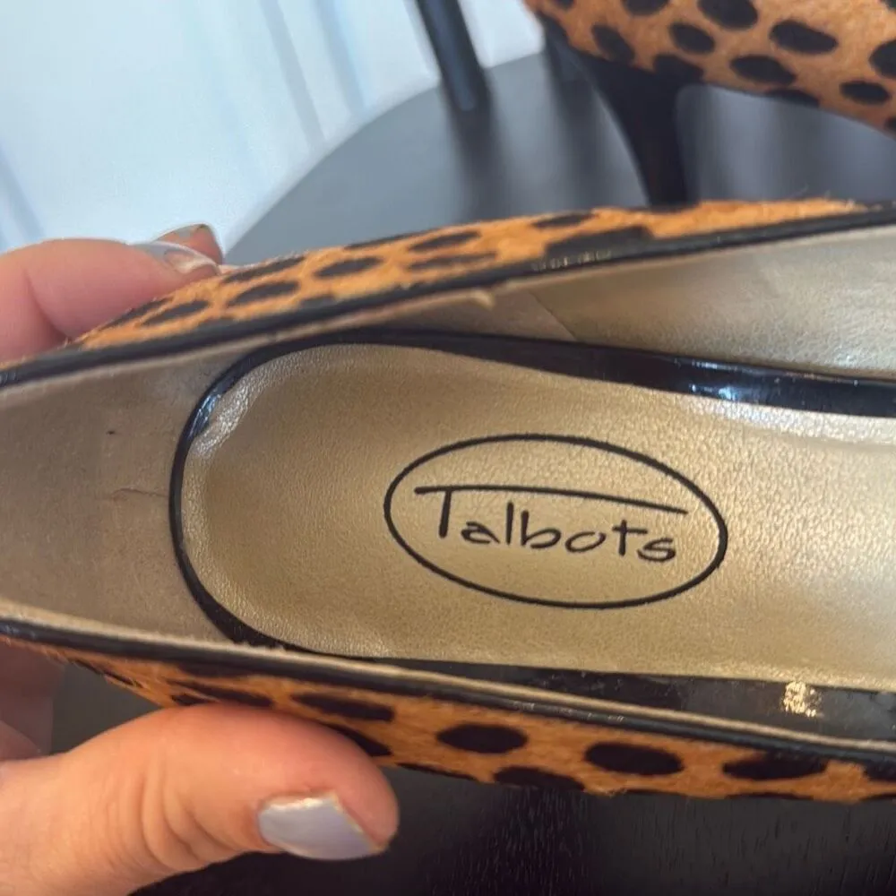 Talbots vintage leopard calf hair leather stiletto pumps 6.5 - Image 9