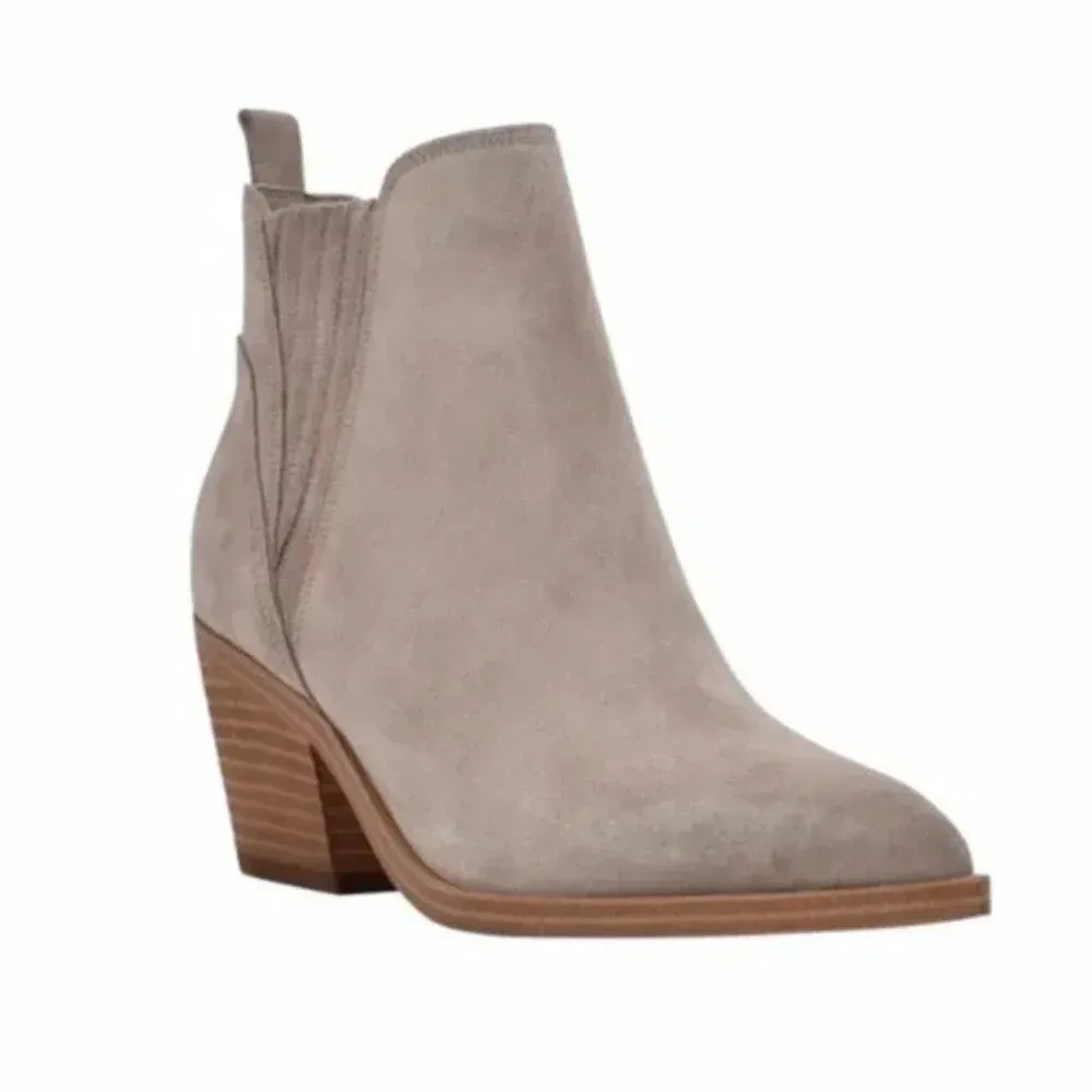 Marc Fisher Suede Leather Teona Light Grey Ankle Cowboy Boot Size 7.5 NWT - Image 3