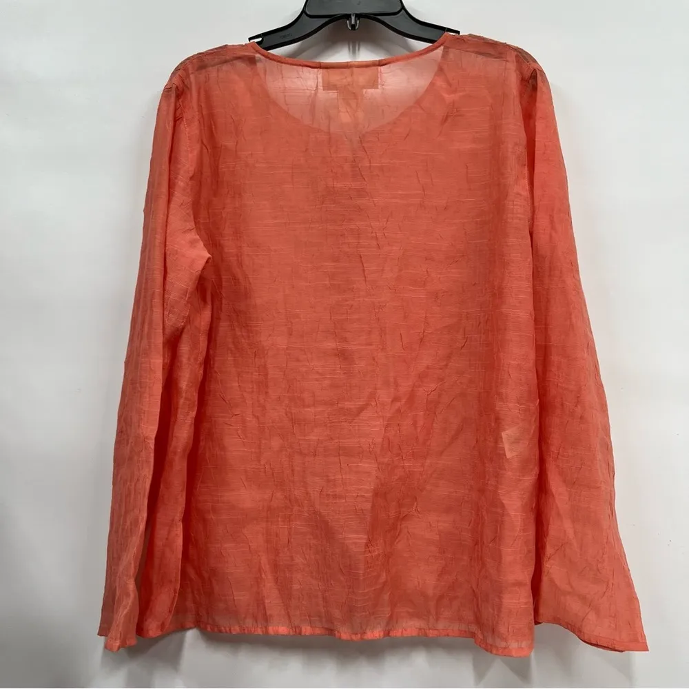 Susan Bristol button up sheer large top rayon blend - Image 2