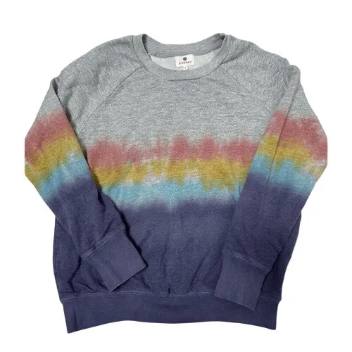 Sundry Tie Dye Pullover Sweatshirt - Gray, Blue, Red, Yellow - Comfy Casual - Image 1