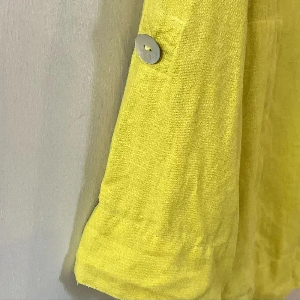 JOHN-MARK, S, Stand-up collar, slip-over, two shell buttons in front, linen - Image 3