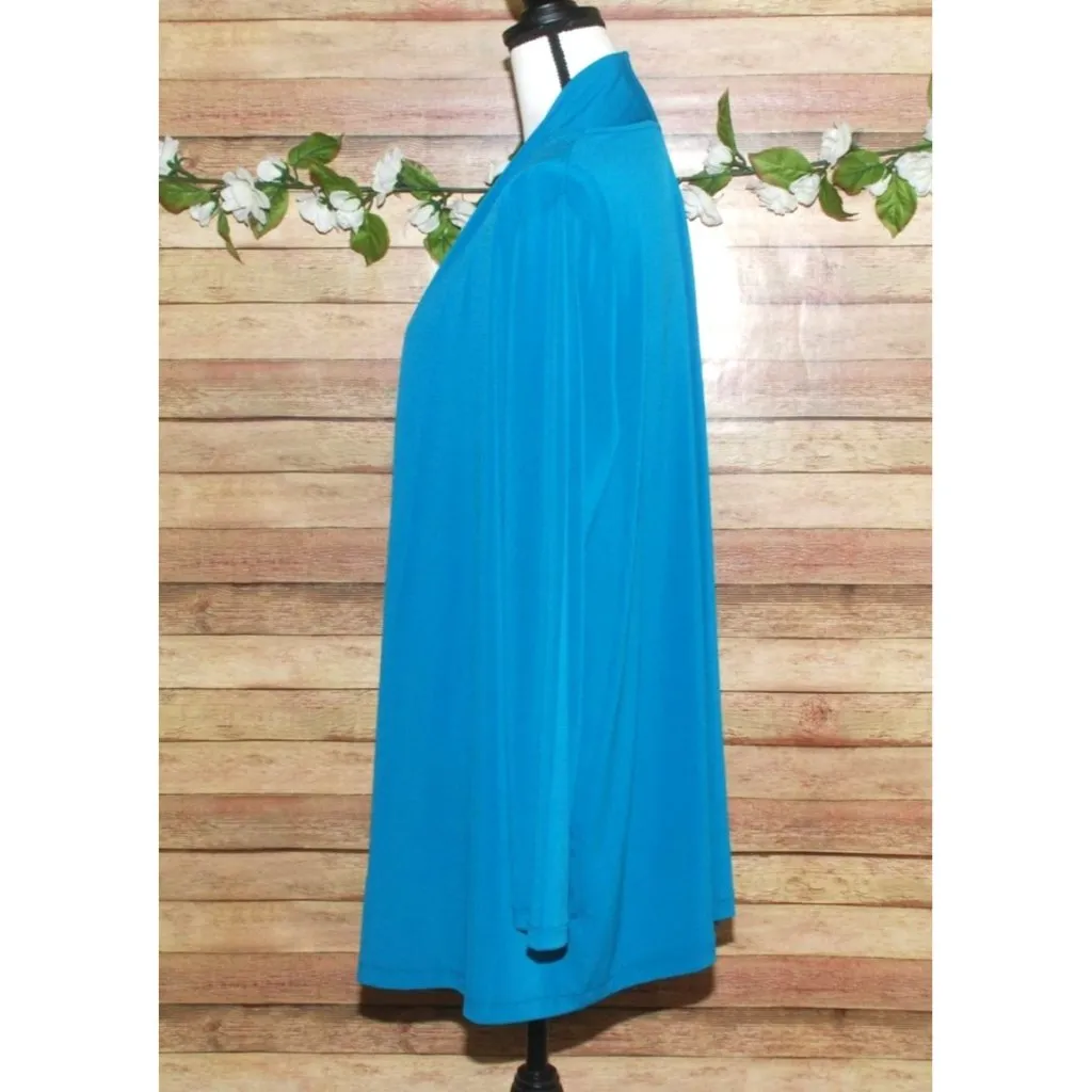 Roaman's Denim 24/7 3 Piece Lot Lounge Set Size L Pants Top Cardigan Blue Comfy Size L - Image 4