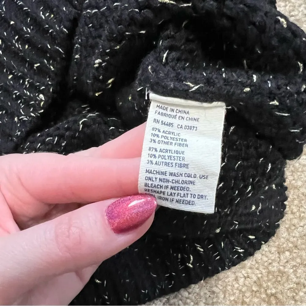 Vintage Boyfriend sweater, cozy black and gold thick knit size XS - Image 5