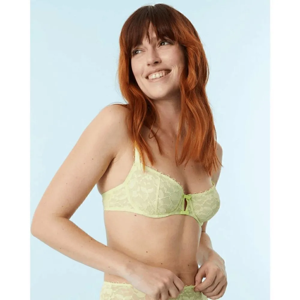 Maison Lejaby Miss Top Half Cup Bra Sunny Neon Yellow Green 32B NWOT Size undefined - Image 9