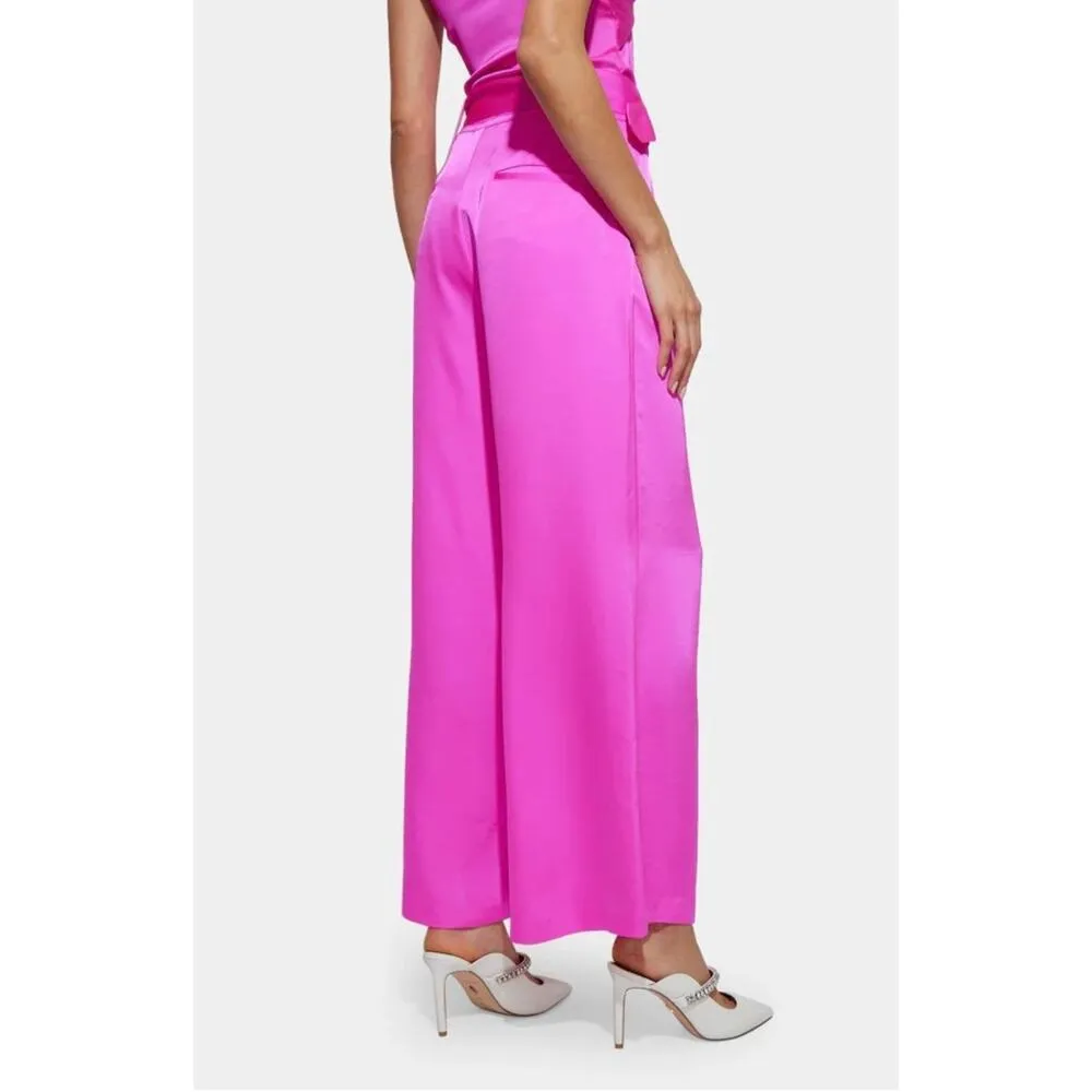 NEW Generation Love Revolve Eloise Satin Hot Pink Wide Leg Pants size 0 - Image 4