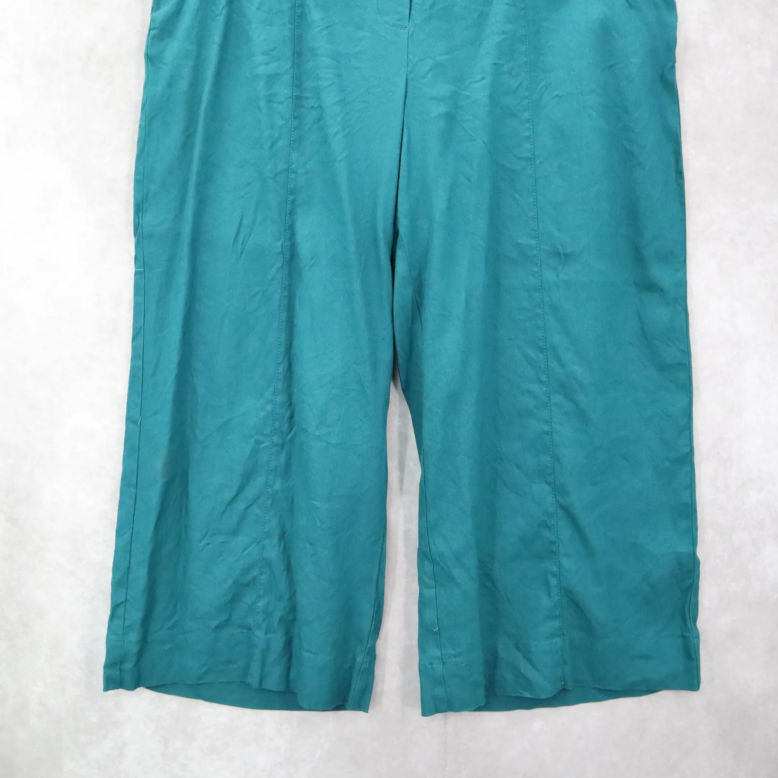 J Jill Green Linen Stretch Crop Capri Wide Leg Casual Trousers Pants L Large - Image 4