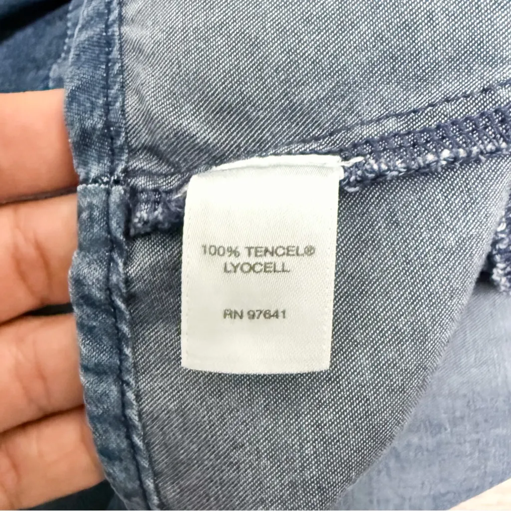 J Jill Blue Bandana Print Short Sleeve Collared V Neckline Button Up Shirt Dress Size M - Image 9