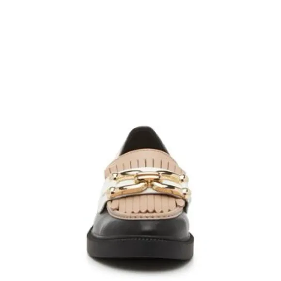NEW Marc Fisher Calisto Loafer Color Black Upper/Beige Vamp Tassel Chain Detail - Image 3