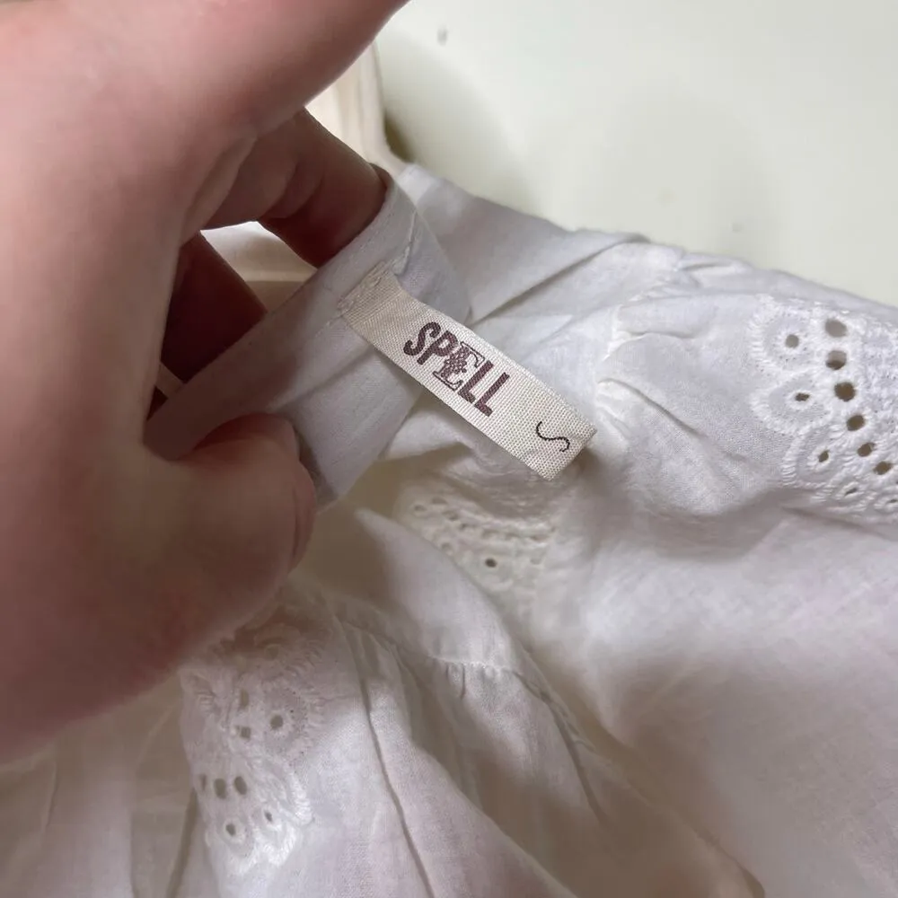 SPELL Casablanca Playsuit MINI ROMPER in White SZ S - Image 8