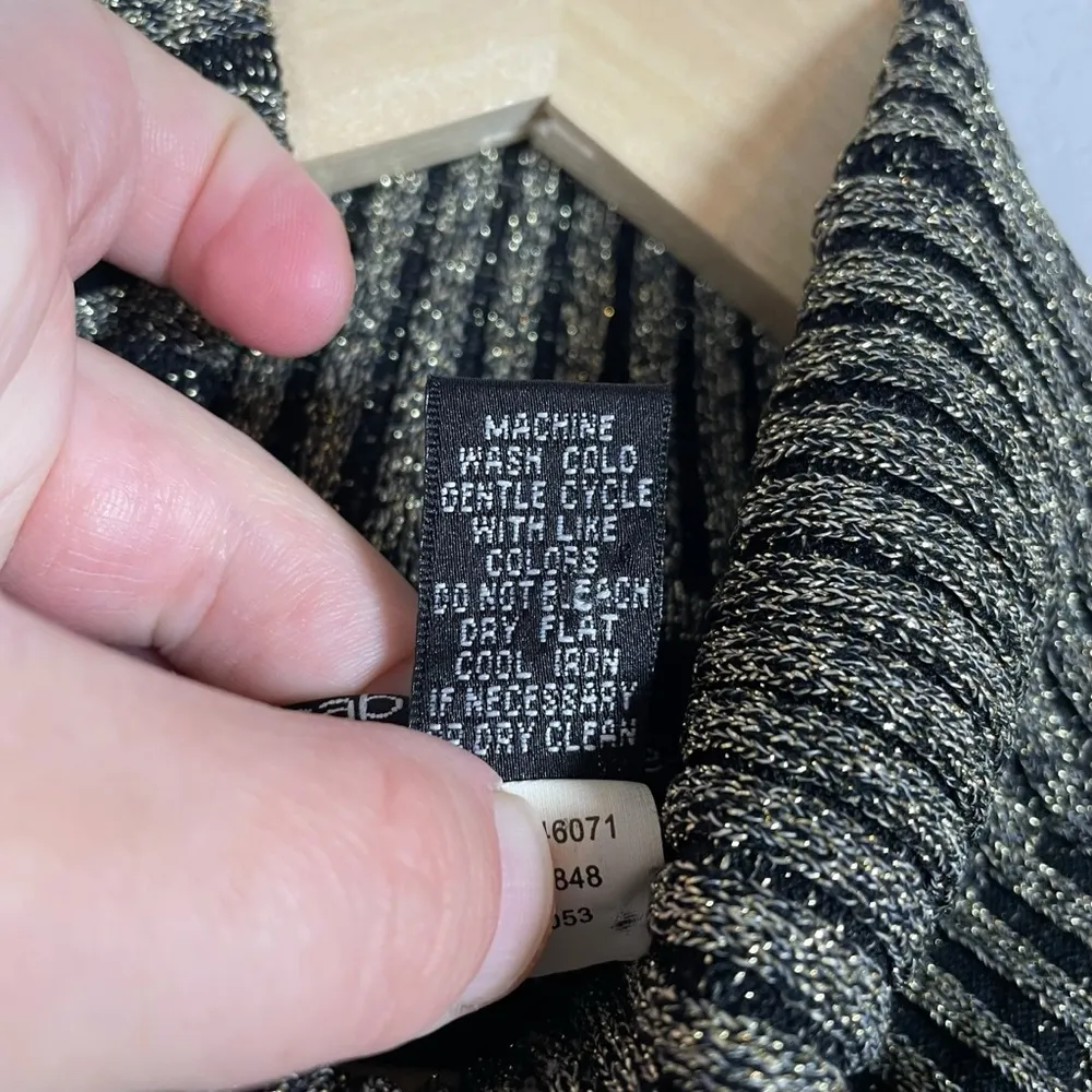 90s Cable & Gauge Metallic Silk Striped Sleeveless Sweater Gold/Silver Size XL - Image 8