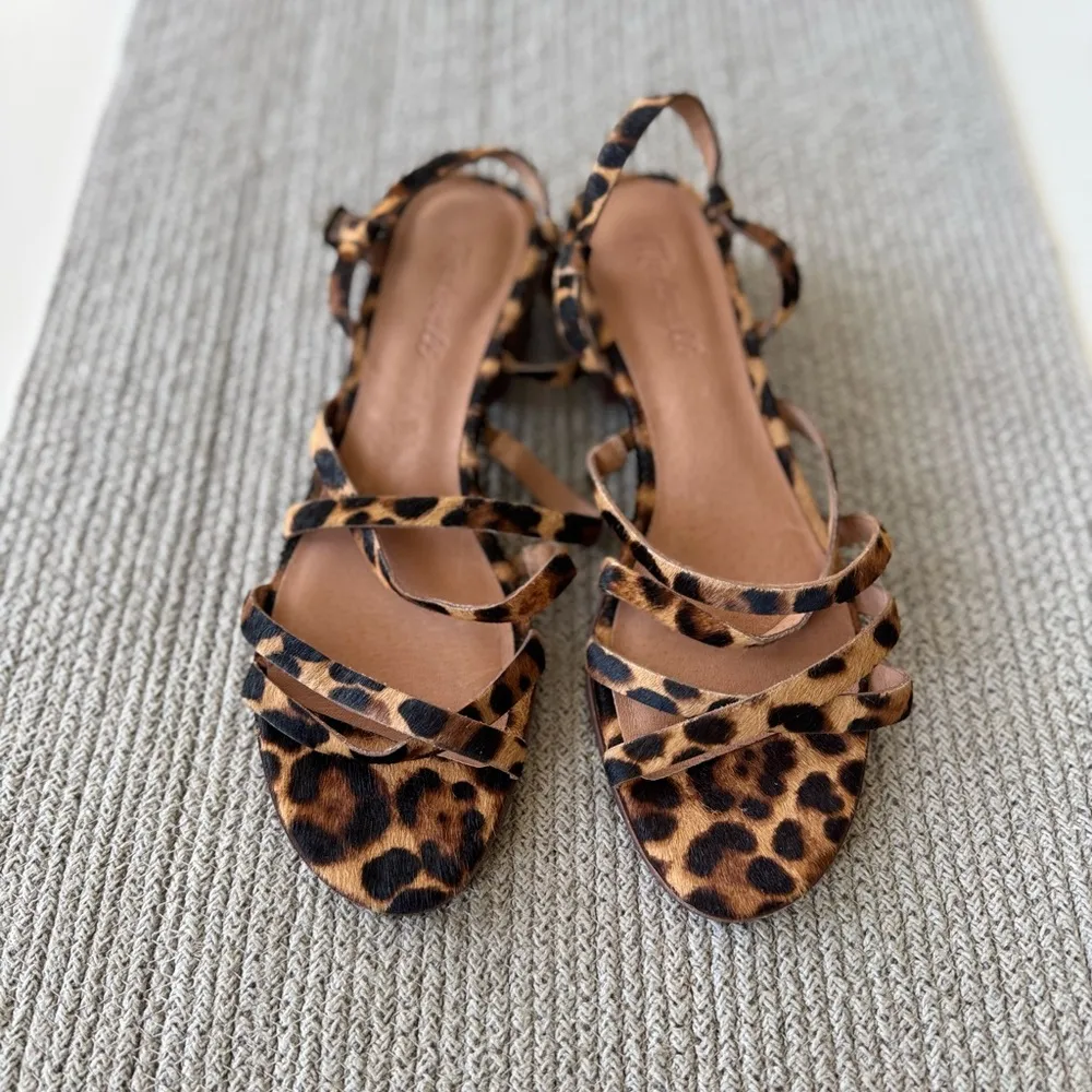 MADEWELL The Lori Sandal in Leopard Calf Hair Leather Size 8.5 Truffle Multi - Image 3