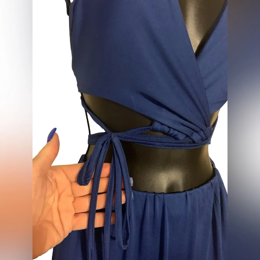 NWOT HOT & SEXY Cross Halter Top w/String Ties & Long Skirt w/Slit.  Throw n Bag - Image 6