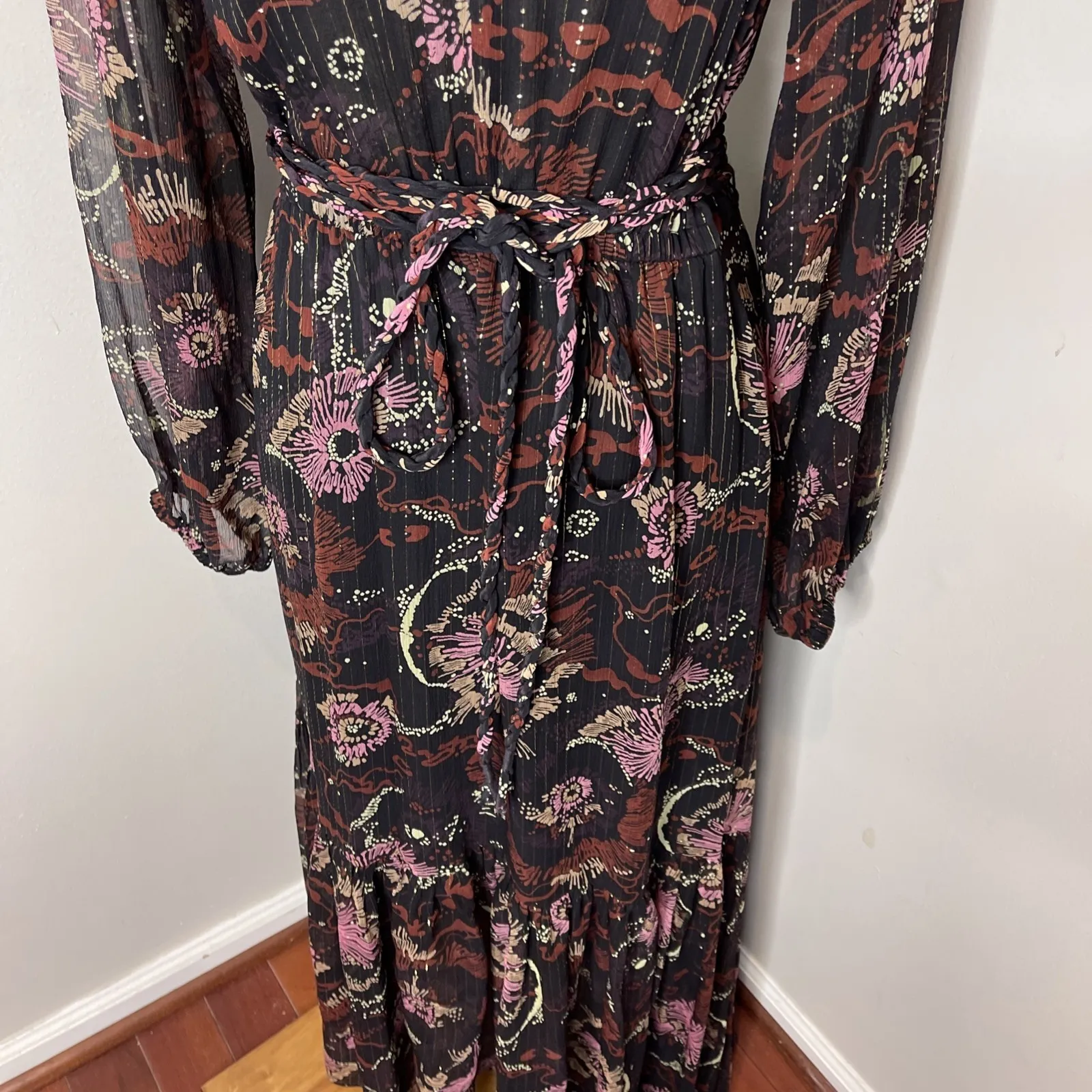 New A.L.C Alessia Silk‎ Floral Maxi Dress Sz 4 - Image 9