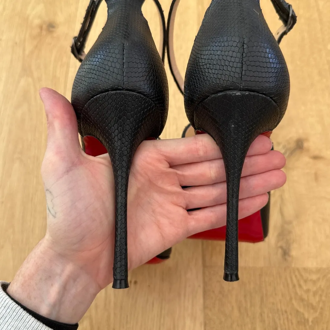 Christian Louboutin Stiletto Heels Criss Cross Strap Malefissima Size 40 Black - Image 8