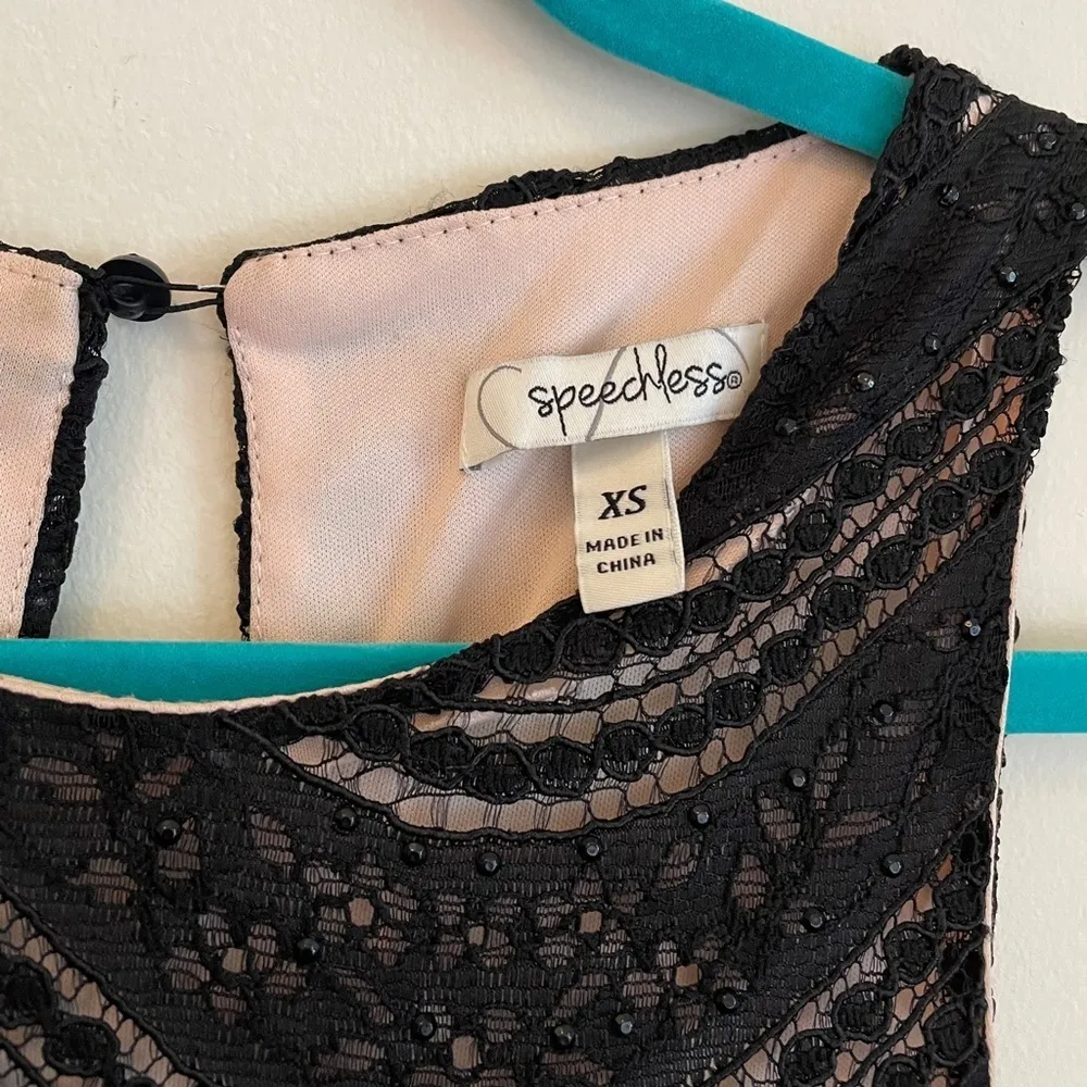 Speechless Beaded Lace Black Party Dress Sleeveless A-Line Lined ~ Size XS - Image 5