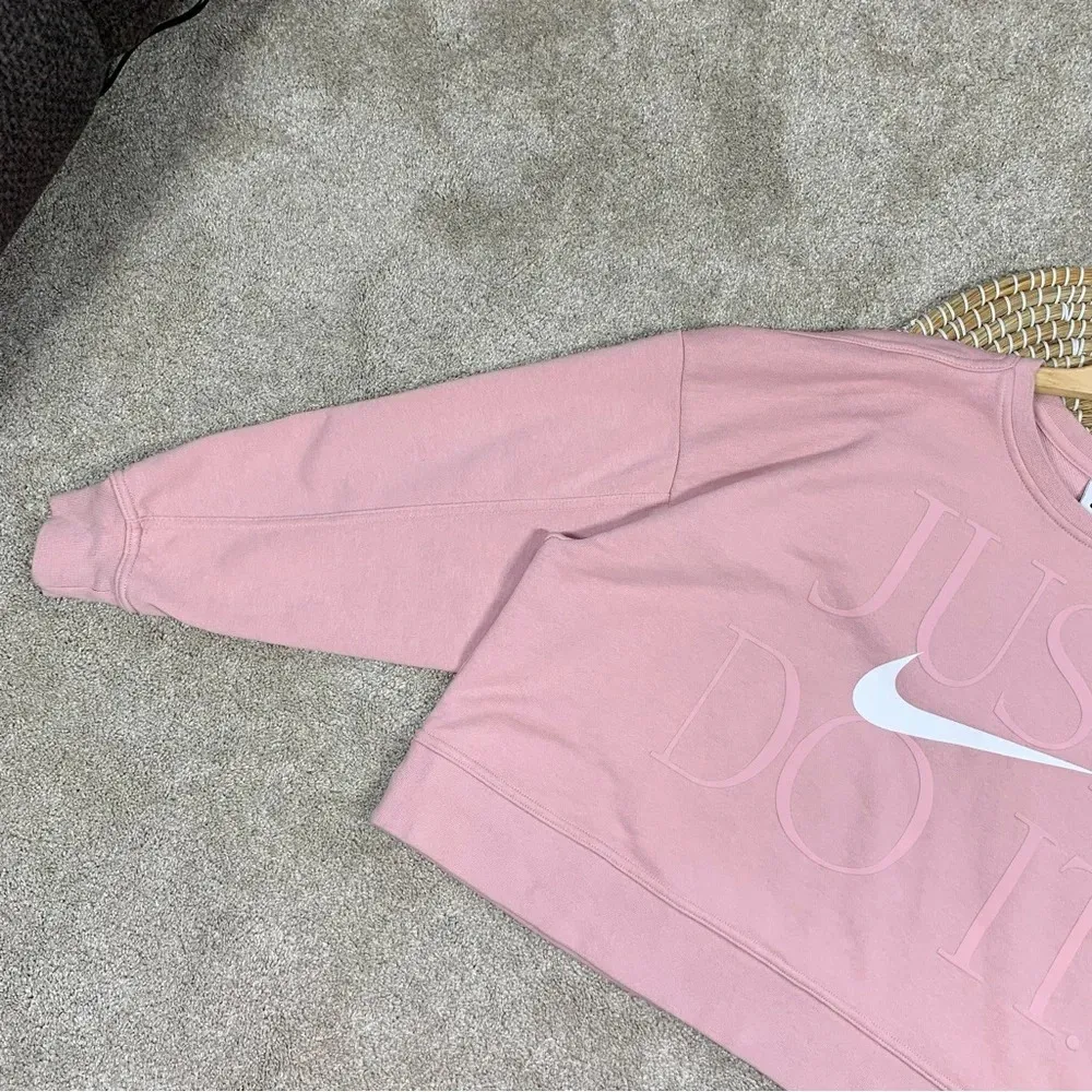 Nike Dri-FIT Get Fit Training Sweatshirt Pullover Oversized Cropped Blush Pink L - Image 8