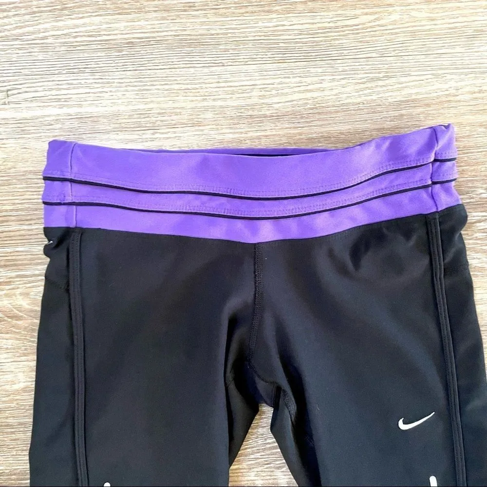 Nike black/purple Dri-fit cropped running pants - Image 6