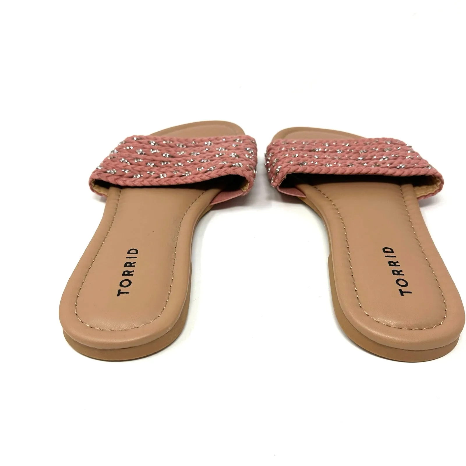 Torrid Size 10 Sandals Pink Flats Flip Flops‎ Vacation Beach Casual Summer Slide - Image 4
