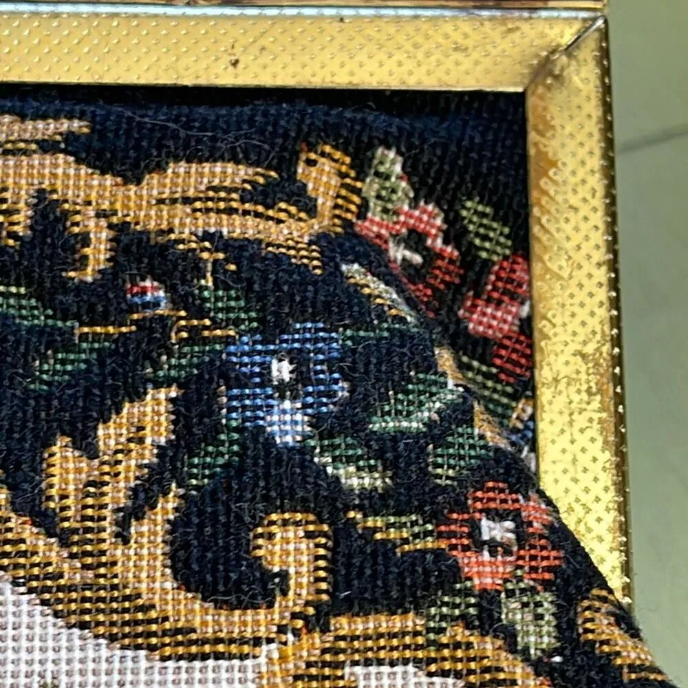 Vintage floral brocade tapestry handbag Black - Image 12