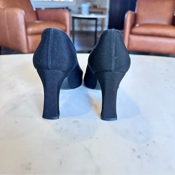 Stuart Weitzman 90s Square Pointed Toe Chunky Heel Black Pumps High‎ Heels - Image 10