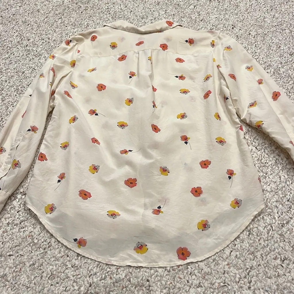 Madewell Floral Print Cream Button Up Blouse - Image 6