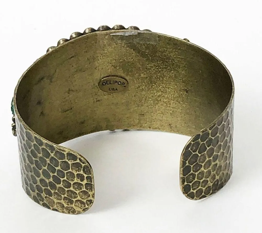 Vintage Ollipop Brass Faux Coral Jade Bracelet Red - Image 4