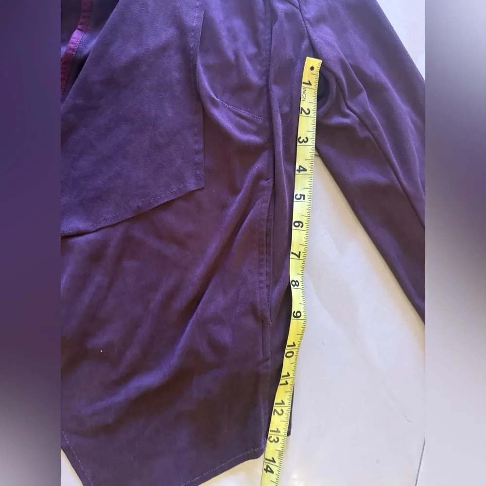 KUT from the Kloth Faux Suede Draped Open Lightweight Blazer Burgundy size XS - Image 12