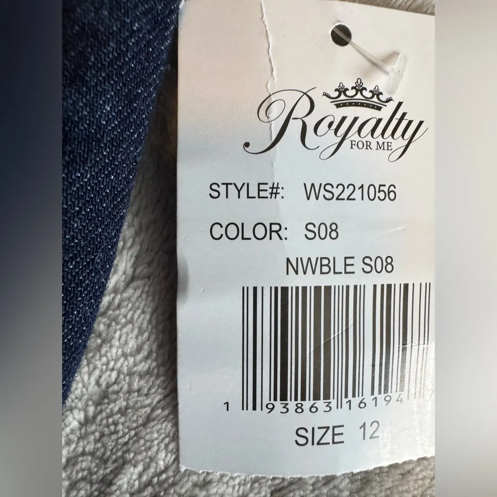 Royalty For Me Dark Blue high rise full coverage Jean Shorts 12 NWT - Image 5