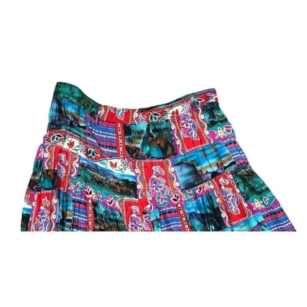 Vintage Sherry Holt Maxi Skirt Desert West One Size Red Southwestern Rodeo - Image 2
