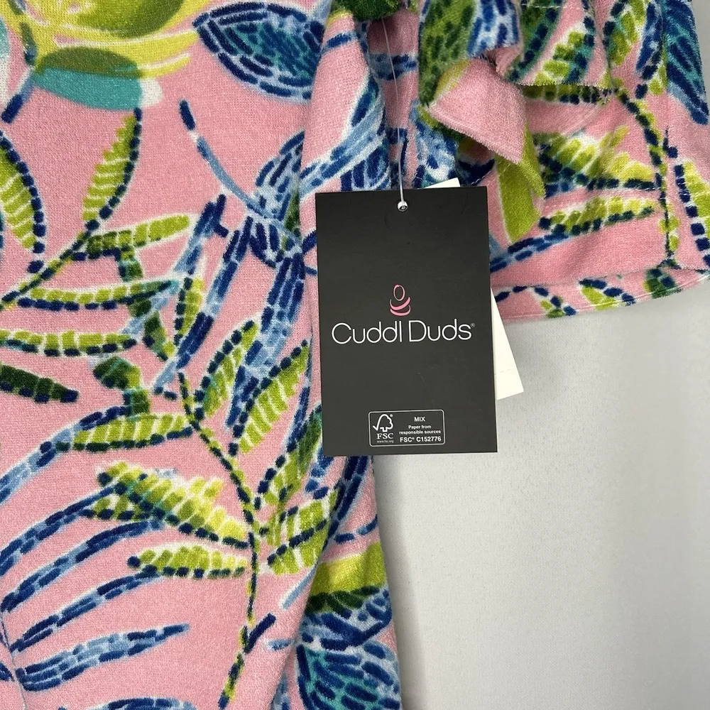 Cuddl Duds Pajama Women's Small Pink Floral 2 Piece Short Set Short Sleeve Terry - Image 5