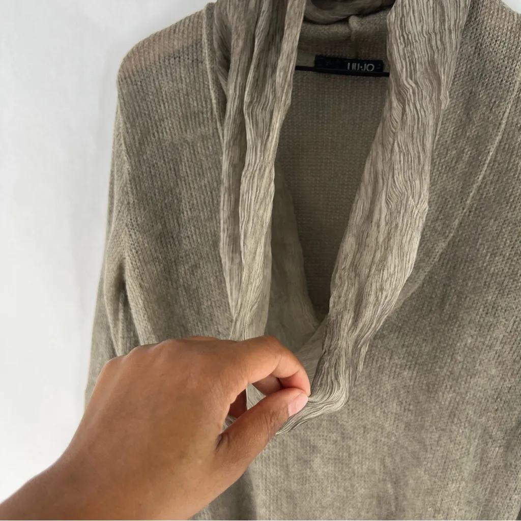 Liu Jo Taupe Brown Mohair Silk‎ Blend Open Knit Cowl Neck Long Sleeve Sweater M Size M - Image 11