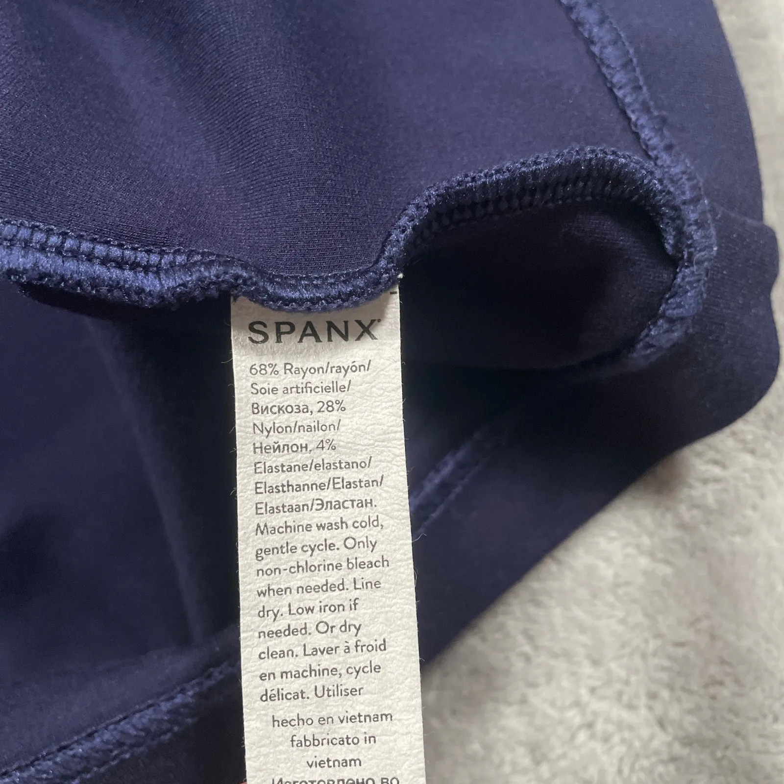 Spanx Top Large Blue Perfect Pleated Back Capsule Minimal Cropped Nautical - Image 4