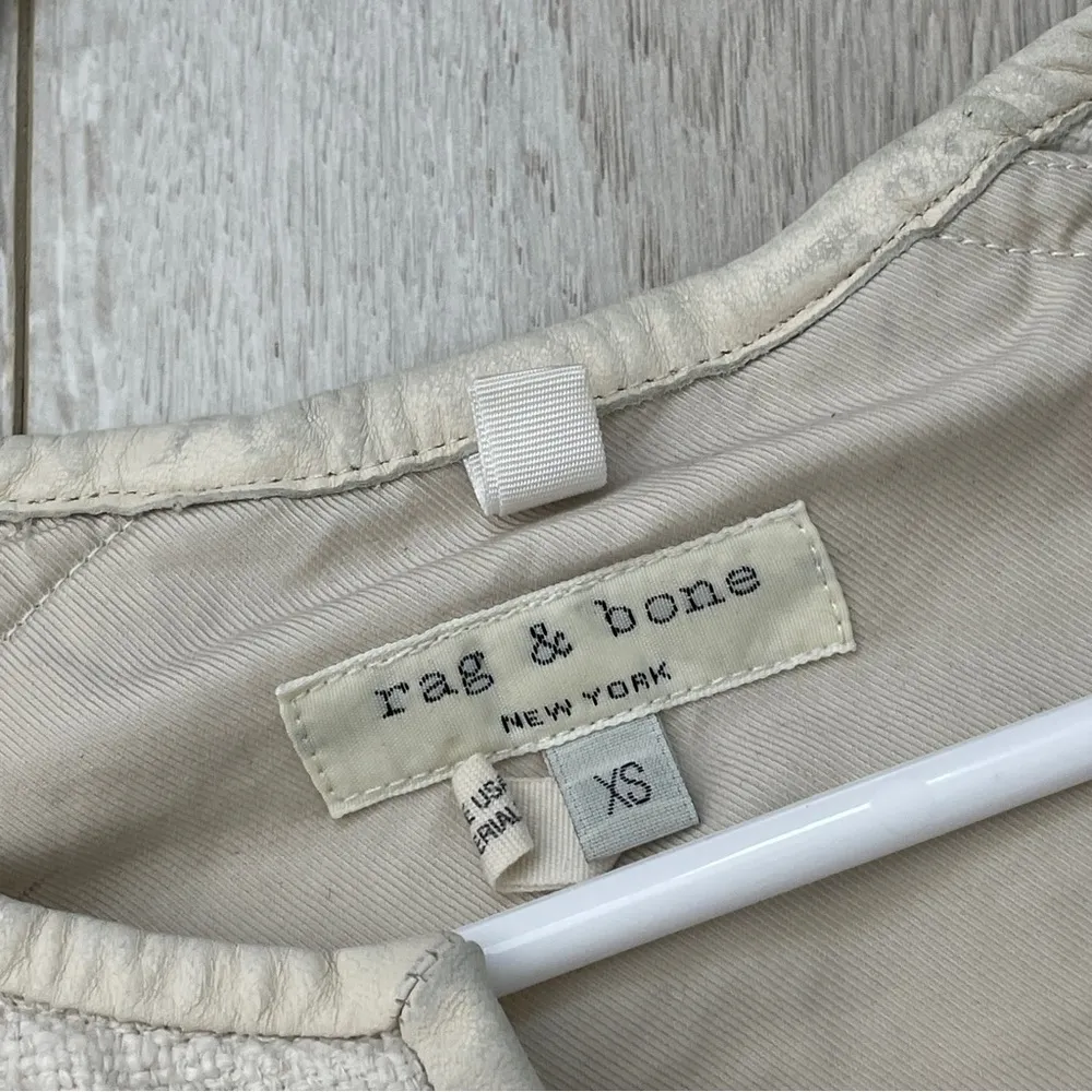 rag & bone Dress elsa tunic shift leather trim Cream (xsmall) minimalist coastal - Image 2