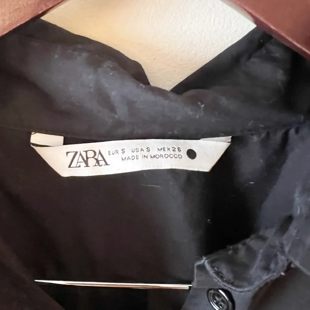 Zara Black Collared Long Sleeve Button Down Dress Size Small Cotton - Image 4