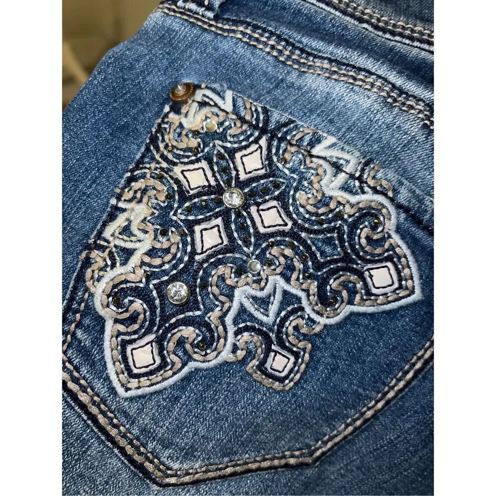 Hydraulic Low Rise Y2K Jean Shorts Rhinestones Back 5/6 - Image 3