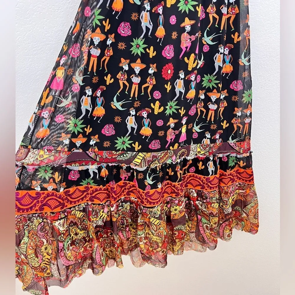 Agua Bendita Day‎ of the Dead Halter Midi Dress Small - Image 6