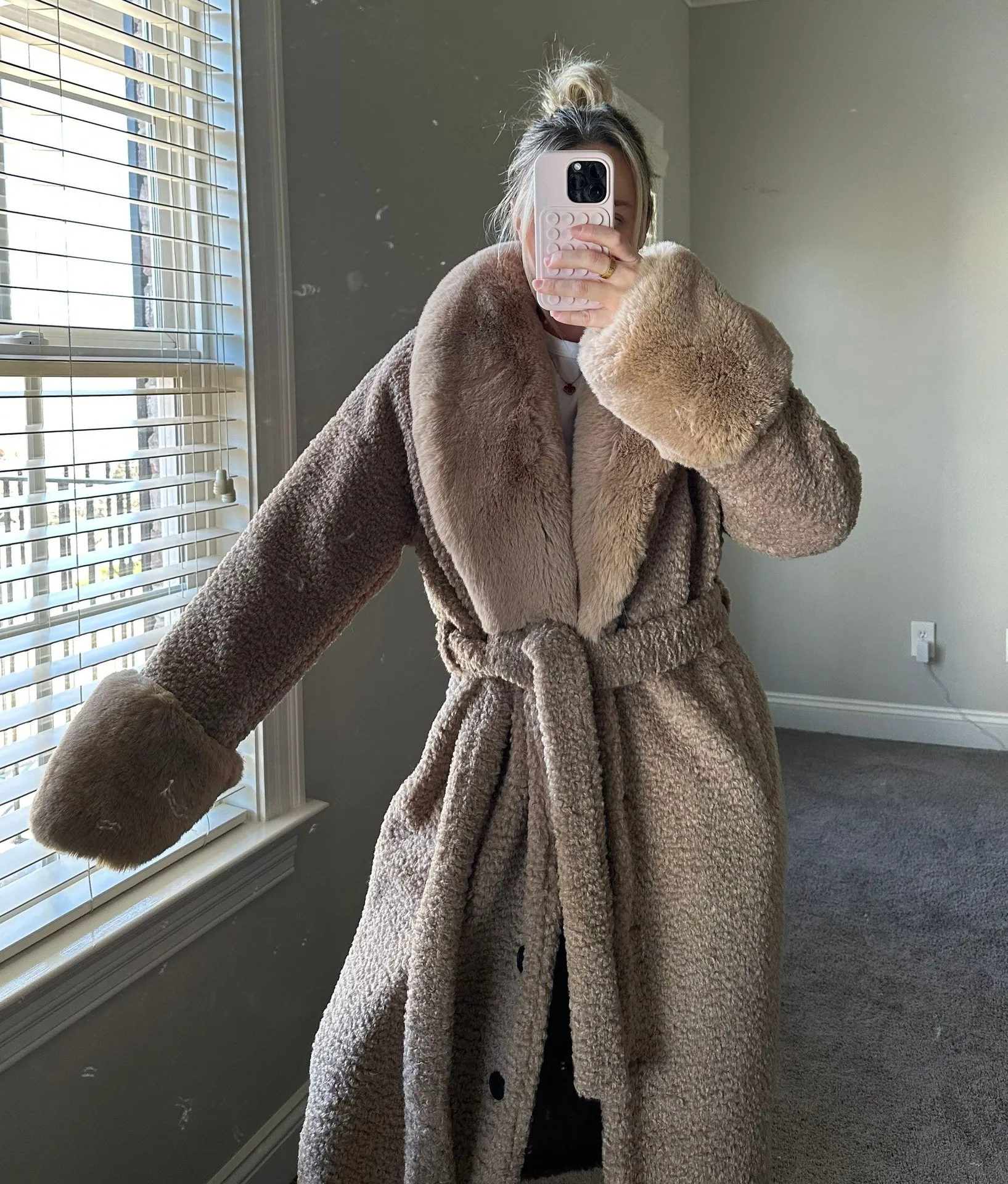 Sherpa Fur Trench Coat - Image 2