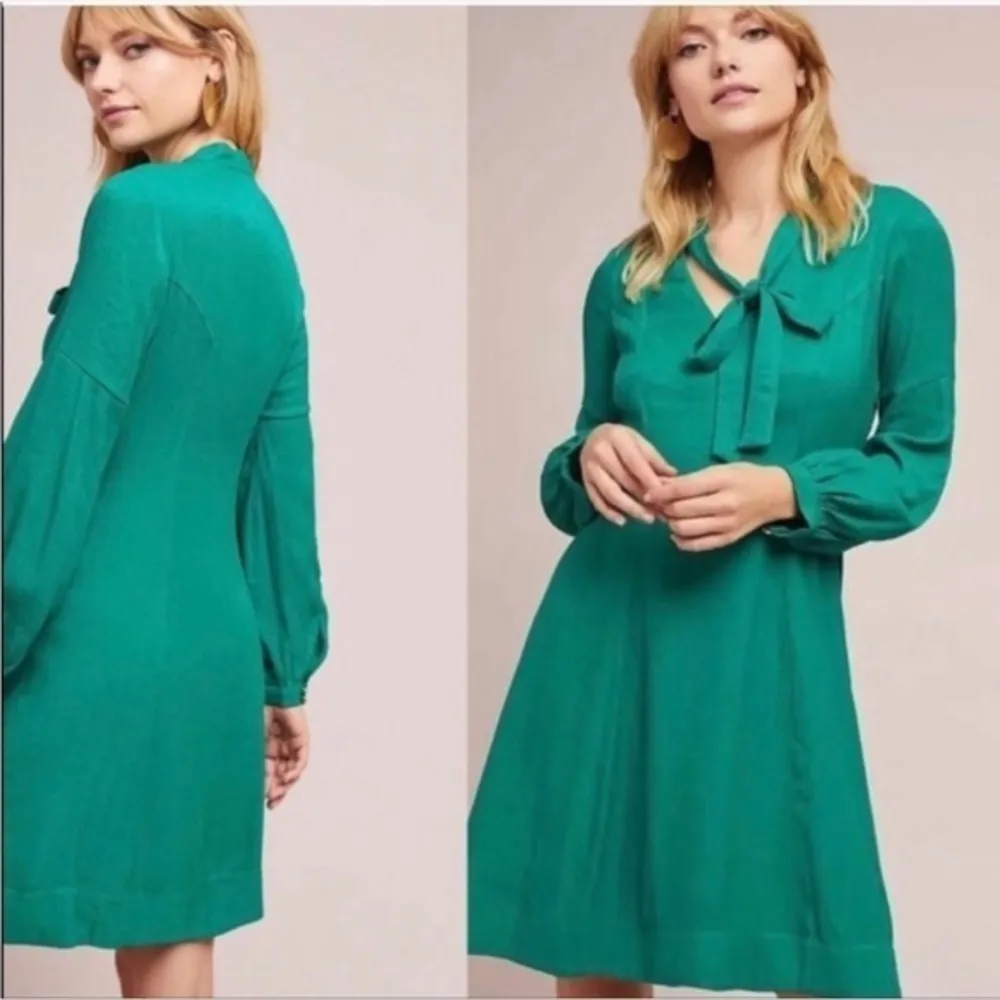 NEW ANTHROPOLOGIE MOULINETTE SOEURS EMERALD GREEN GINA DRESS 0 - Image 2