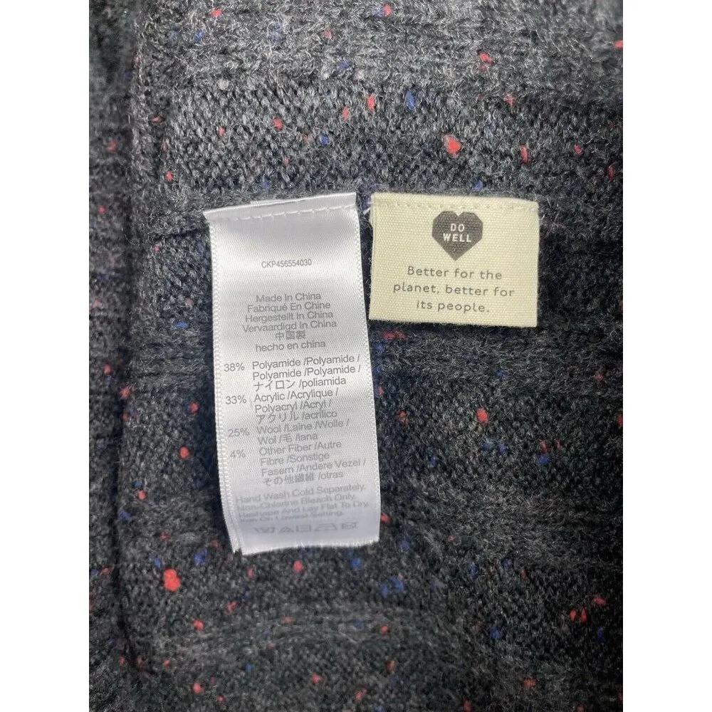 Madewell Women Grey Red Speckle Knit Mini Dress Large Ribbed‎ Rolled Mock Neck - Image 4