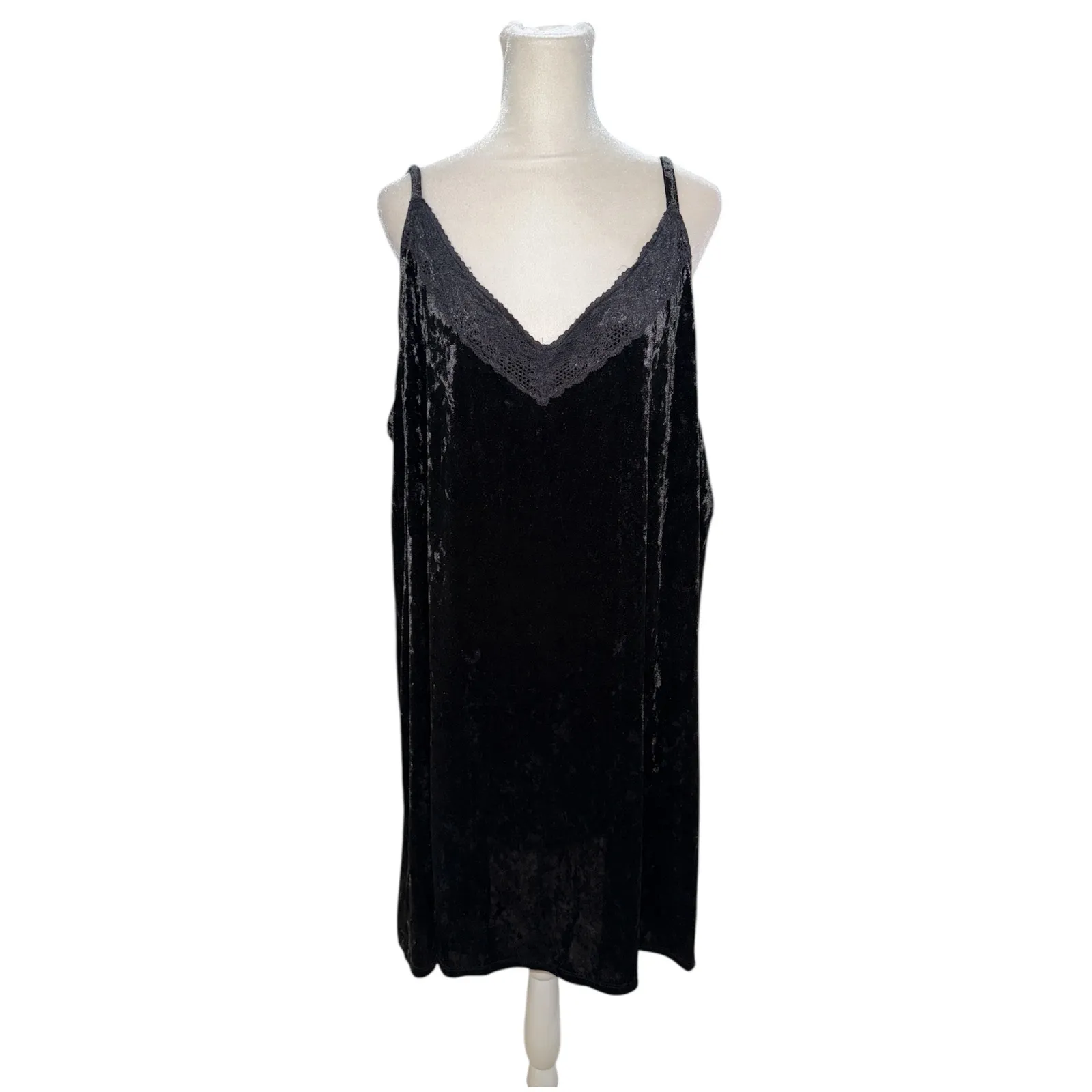 Torrid Sleep Black Velvet Lace Trim Cami Slip Dress Size 3 - Image 4