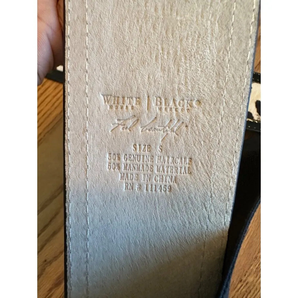 White House Black Market Black White Leopard Print Belt Genuine Haircalf Belt - Image 2