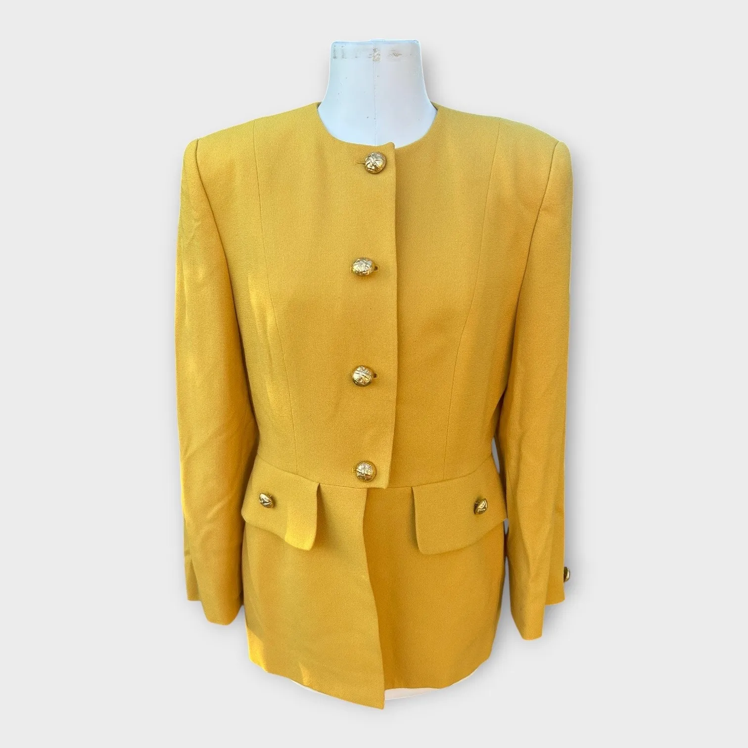 Vintage Lillie Rubin Blazer Mustard Yellow with Gold Buttons size 14 Chic Classy - Image 13