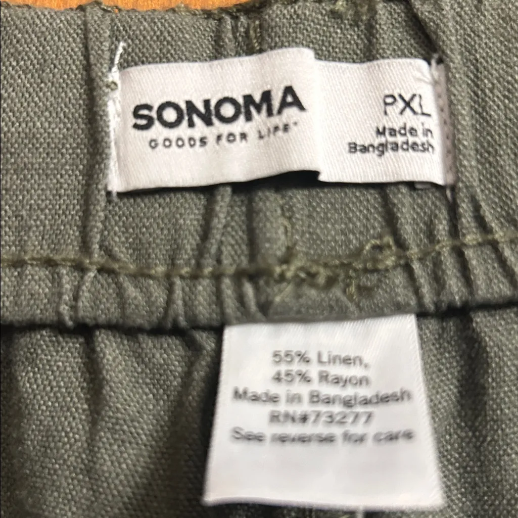 NWOT!! Petite Sonoma Goods For Life® Linen Wide Leg Ankle Pants, Olive, XL Size undefined - Image 4