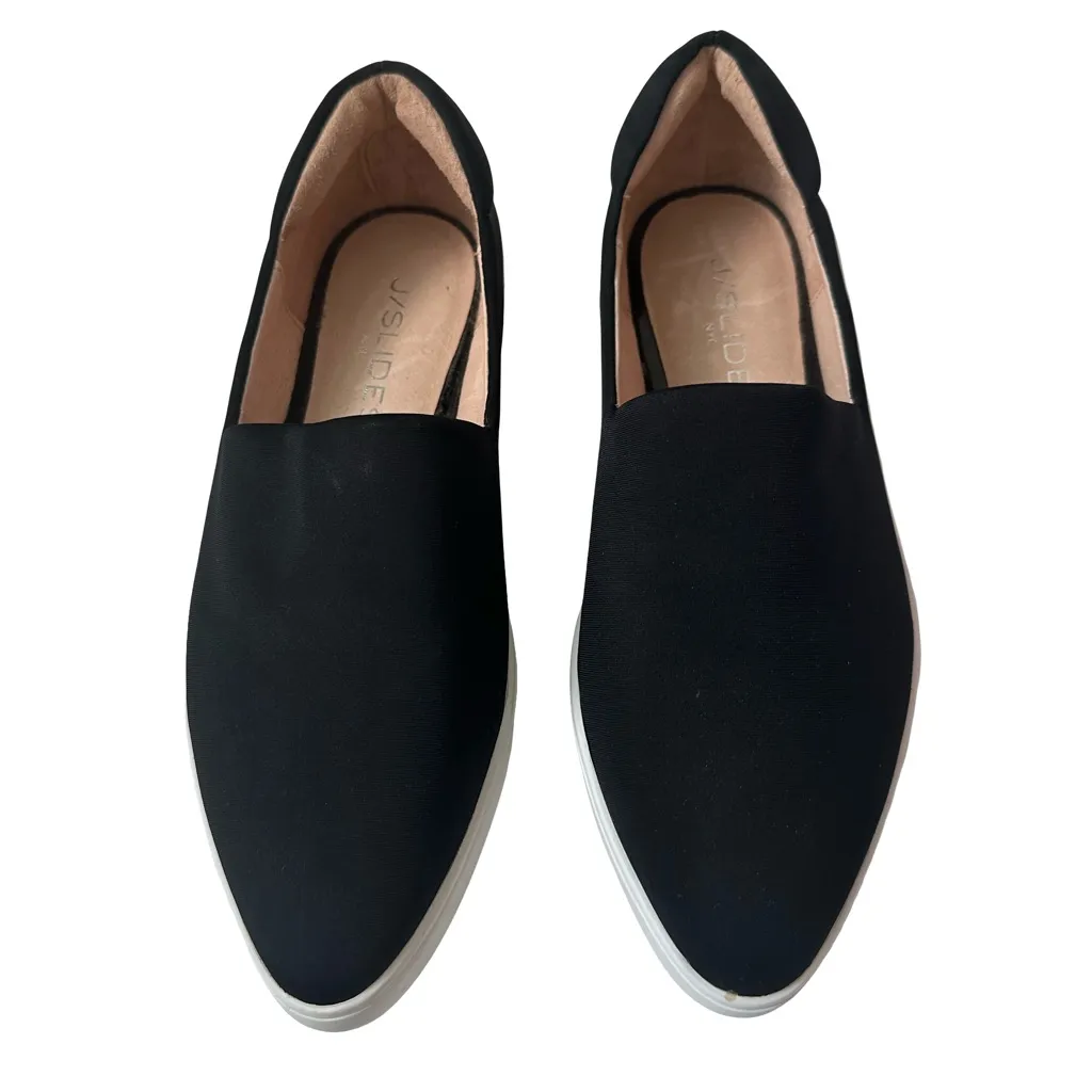 J/Slides NYC Black Durable Sleek Textile Slip On Flats/Slides 1" White Rims Size 6 - Image 5
