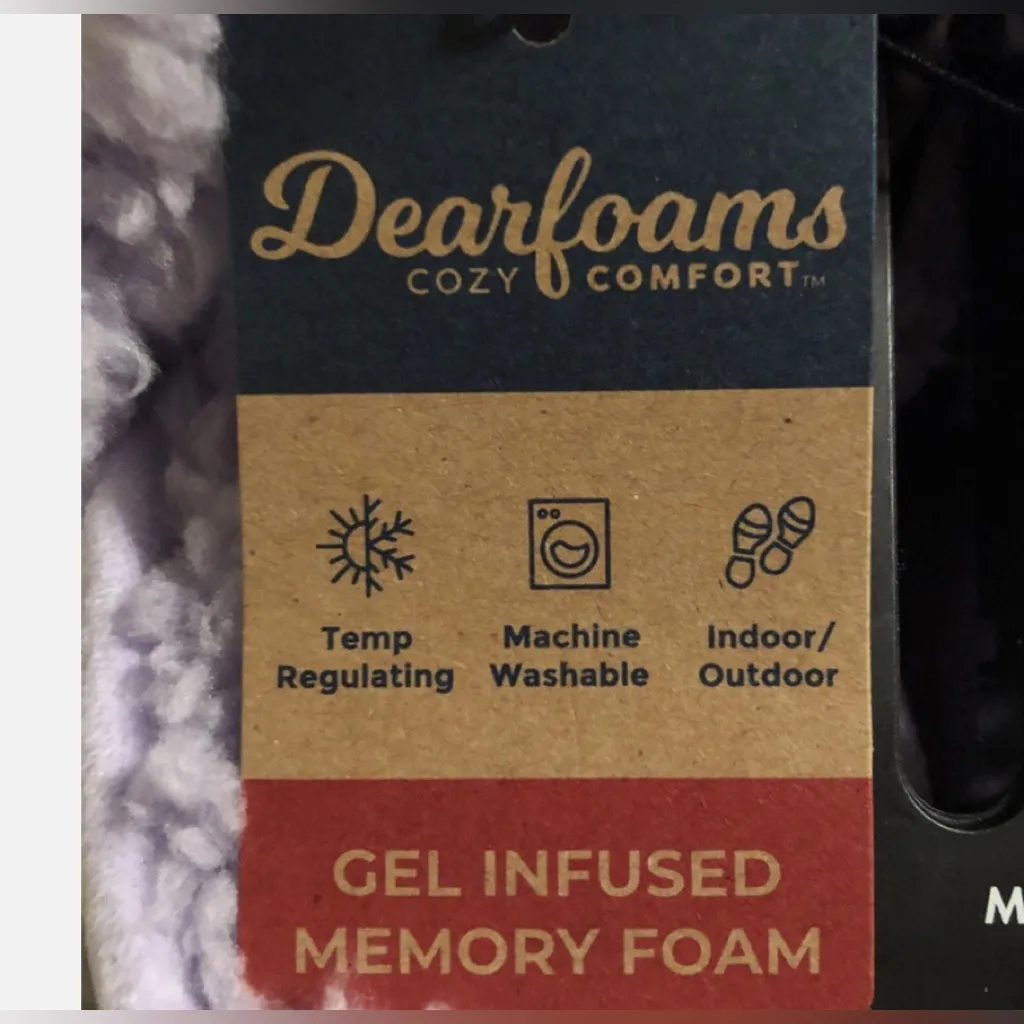 DEARFOAMS Womens Lilac Faux Fur Slides Size Small 5-6 Memory Foam Cozy New - Image 7