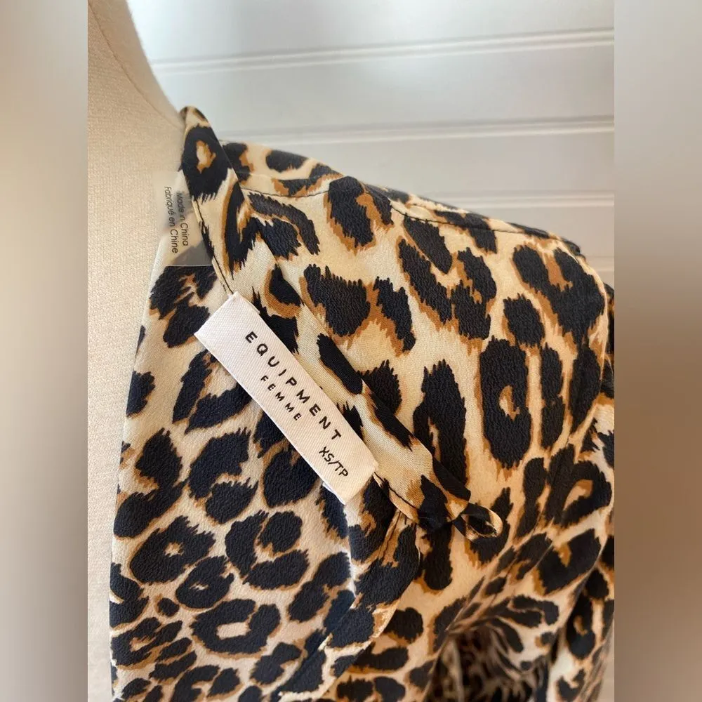 Equipment 100% Silk Cheetah Print Shift Dress - Image 4