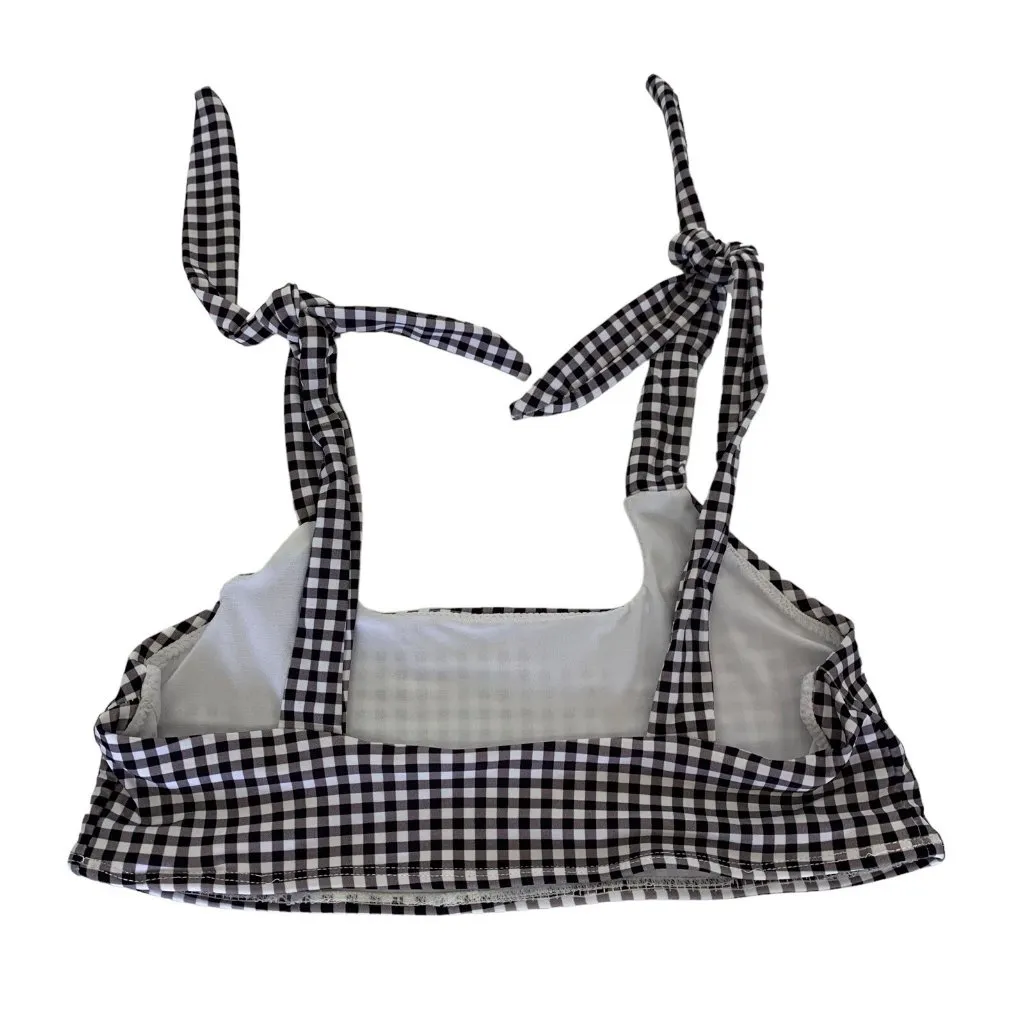 Sabo Swim Bikini Top Small Black White Check Summer Beachwear Y2K Retro - Image 2