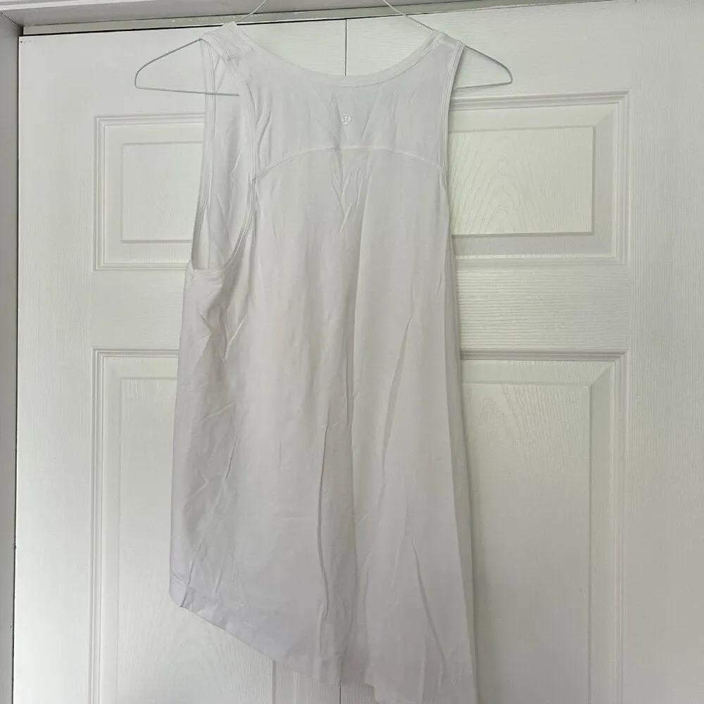 Lululemon White Tank Top Flowy Long Yoga Activewear Slit Womens Breathable Size L - Image 4